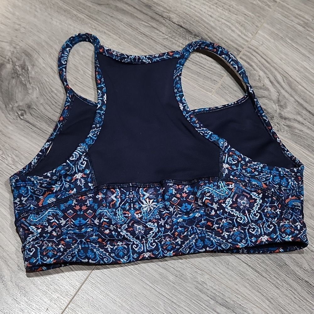 ATHLETA Navy Razorback Workout Sports Bra Tank - Picture 5 of 7
